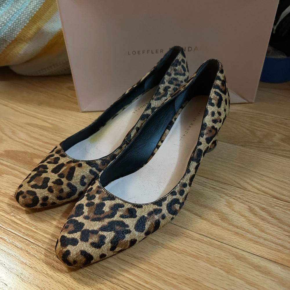 Loeffler Randall Leopard Print Pointed Toe Pumps - Tan/Black
